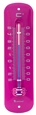 Lantelme Außenthermometer Metall in Pink Temperatur -30°C bis 50°C | Analog Thermometer 19cm Retro Vintage Look für Außen Innen Terrasse Garten | Gartenthermometer (Pink)