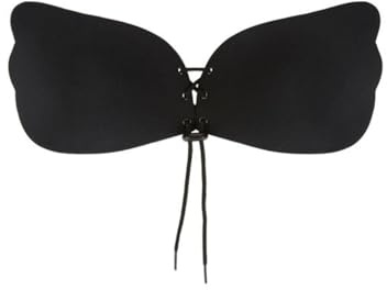 Ann Summers Women's Lace-Up Stick On Bra, Push Up Adhesive Bra Solution, Invisible Strapless Bra, Sticky Push Up Bra with Lace Fastening - Black