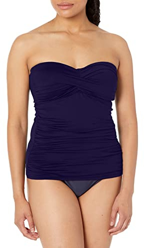 Anne Cole Damen Solides Bandeau-Tankini-badeoberteil mit Gedrehter Vorderseite Tankinioberteil, Navy, Medium
