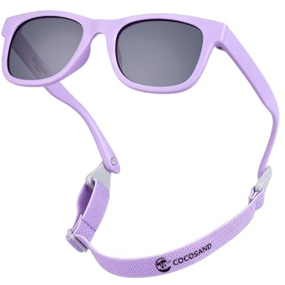 COCOSAND Lentes de sol flexibles para bebé con correa polarizada, protección UV para niños pequeños, recién nacidos, niños y niñas de 0 a 24 meses, Púrpura brillante, X-Small