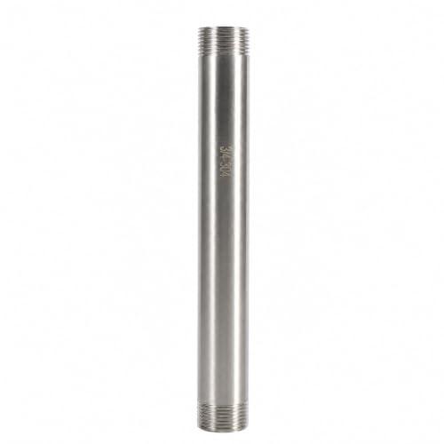 Pipe Fitting BSP 3/4 Male Threaded Rohr Gewinde Fitting 200mm Length Edelstahl SS304 Außengewinde Kraftstoffrohr (DN20x200mm=3/4)
