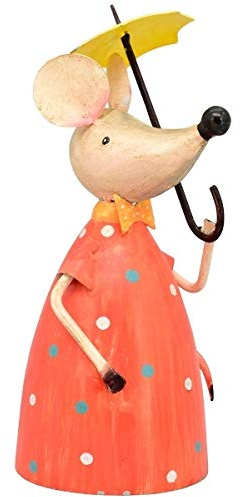 Gwenys Haus Gartenfigur Zaunhocker Maus Schirm