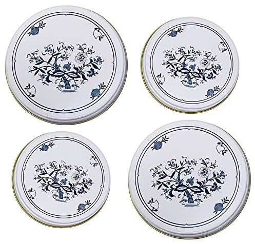 Iloda® 4 Herdabdeckplatten aus Metall mit Zwiebelmuster für Elektroherd 2x Ø 15,5cm + 2x 19,8cm, Abdeckung für Herdplatten, Kochplattenabdeckung, Herdabdeckplatte