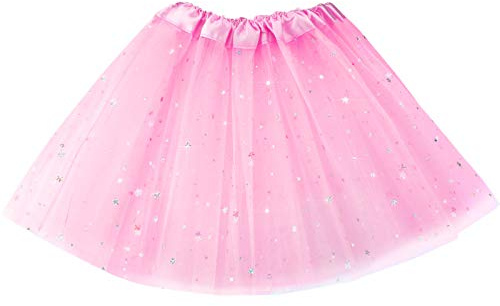 Syhood Faldas de Tutú de 3 Capas Falda de Tutú de Baile de Lentejuelas de Princesa (Rosa)