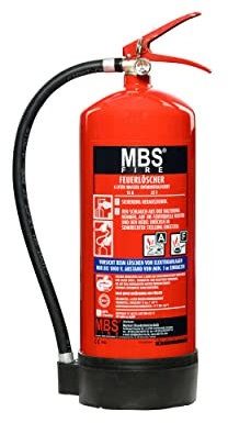 MBS FIRE - Estintore a nebbia d'acqua – 6 litri – Per le classi di incendio A, F – Con pratico supporto da parete – con piastra di prova attuale