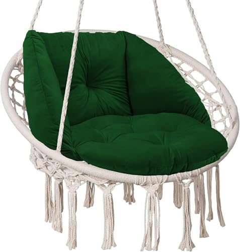 SuperKissen24. Coussin de Fauteuil Suspendu - Coussin Fauteuil Jardin - Oreillers de Oeuf Suspendu - Coussin Rond - Oreiller Moelleux - Vert