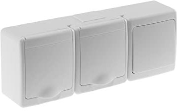 2-Fach Aufputzsteckdose mit Einzelschalter Weiß IP44 16A/250V Schuko Aufputz Feuchtraum Steckdose Weiß