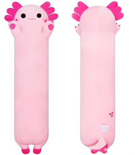 SNOWOLF Axolotl rembourré Long Coussin en Peluche Jouet en Peluche Doux Jouet Kawaii Adorable de câlin pour Enfants (70cm, Rose)