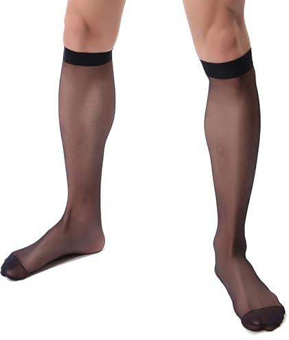 Sexy Mens Sheer Business Suit Formal Thin Breathable Socks Over the Calf Stocking