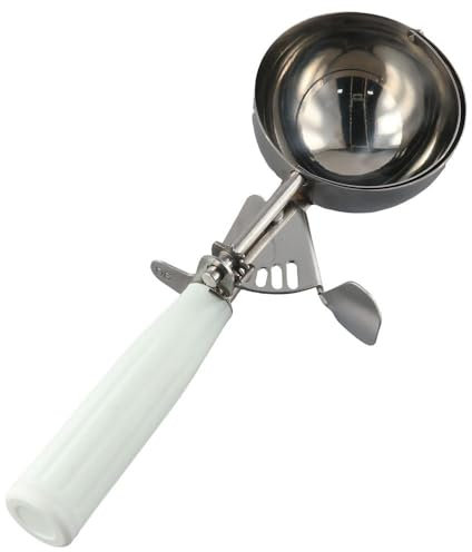 couponhub Cuchara de acero inoxidable con mango cómodo, fácil de limpiar, plato de helado con liberación de gatillo, cuchara de galletas para control de porciones, cuchara de media taza para masa de