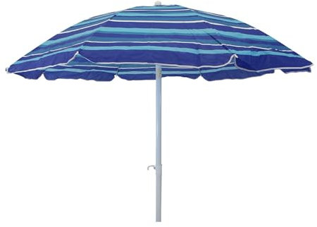Briconess.com Parasol de plage rond Ø1,80 cm avec poteau en acier et couverture en TNT Blue Beach, 180 cm
