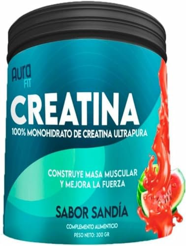 Creatina Monohidratada en Polvo 100% Pura | Para Mejorar Rendimiento y Potencia Muscular | Sabor Sandía | Sin Gluten | 300gr
