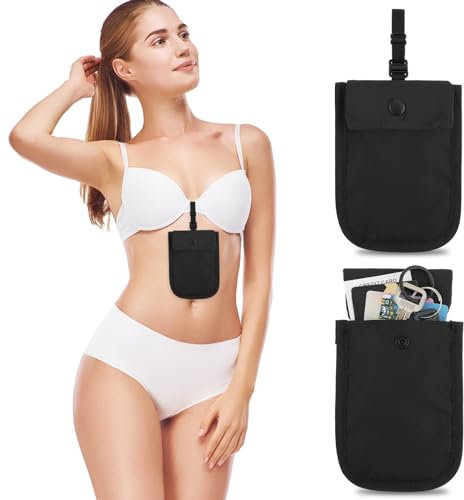Ouligay Reise BH Geldbörse Versteckte Undercover Reise BH Tasche Waschbare BH Geldbörse mit Verstellbarem Riemen diebstahlsichere BH-Geldbörse für Frauen Damen