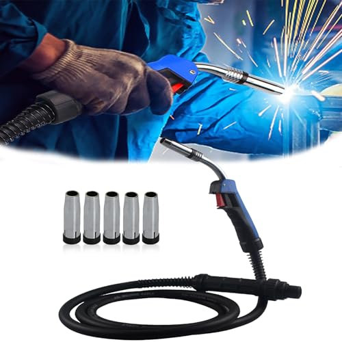 Torcia di Saldatura a filo MIG MAG 24KD con Parti Usurate per Saldatura,Torcia MIG,Accessorio per Saldatura,Pistola Saldatrice Manuale Portatile per Filo di Saldatura(4 metri)