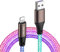 VEN-DENS Cavo da USB A a Lightning 2A ricarica rapida con illuminazione RGB, resistente cavo intrecciato in lega di zinco per Apple iPhone 14/13/12/Pro/Xr/11/8/7/6-100 cm di lunghezza