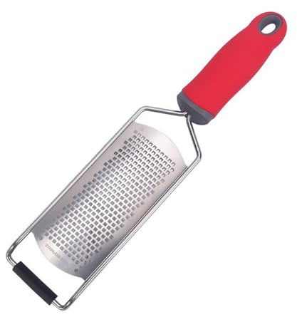 Râpe à fromage professionnelle pour cuisine en acier inoxydable, zesteur de citron en métal avec poignée pour fromage, chocolat, épices, gadgets et outils de cuisine, poignée souple (rouge)