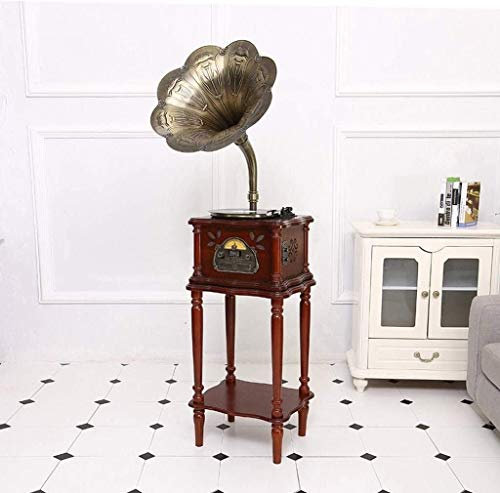 Vinyl Player Vintage, Retro Classic Phonograph Shape Stereo Speaker Sound System Music Box Audio Tooth Gramophone