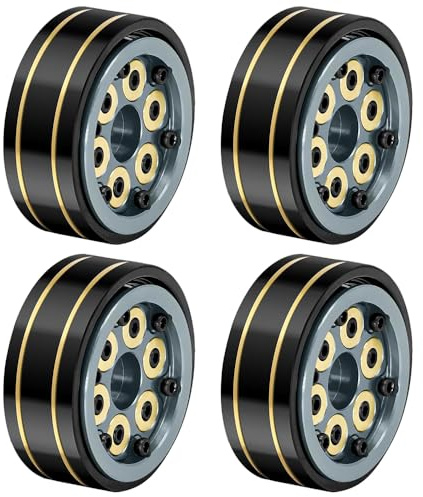 Sarini Moyeux de Roues RC 1/10 avec 6 contrepoids réglables,Pack de 4 Jantes de 1 Pouce pour SCX24 AX24 TR-X4M FCX24 1/24 1/18 RC