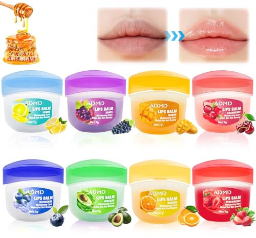 8 Stück Feuchtigkeitsspendend Lippenbalsam Set, Pflegender Lippenbalsam, Hydrating Lip Balm Set, Lip Sleeping Mask, für Feuchtigkeitsspendende und Lippenpflege