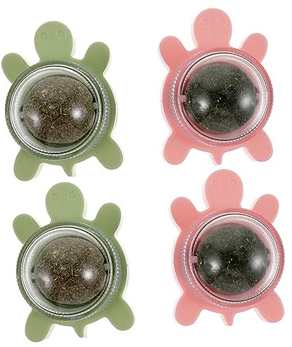 GANAZONO 4 Stück Katzenminze Bälle Katzenzahnbälle Katzenfutterpuzzles Für Wohnungskatzen Katzenminze Kugel Wandhalterung Katze Leckt Ball Katzenminzekugeln Für Katzen PVC