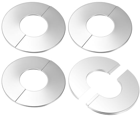 M METERXITY 4er-Pack Wand-Split-Flansch Runde Selbstklebende Abdeckplatten | 304 Edelstahl, Für 2, 4 Zoll / 60 mm Außendurchmesser Rohr, Für Wasserrohr / Wasserhahn