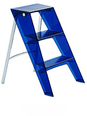 Escabeau Pliable Portable avec Plateforme Transparente Multi-Usage pour Pots de Fleurs de Bureau affichant Une Couleur Bleue Escabeau à pédales à Trois marches