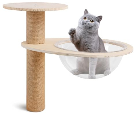Bartuke Katzen Raumkapsel Katzenbett, 48CM Transparente Raumkapsel Clear Dome Weltraum Schlafnest für Kratzbaum, Bett, Turm, Wand-Möbel