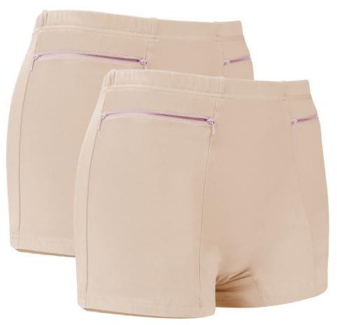 LUWOO Lot de 2 culottes de poche pour femme, sous-vêtements de voyage avec poche secrète pour femme
