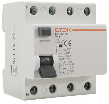 Diferencial Superinmunizado 4P 25A 30mA Tipo A - RCCB Trifásico | Detecta corrientes continuas pulsantes, mayor inmunidad, reduce disparos intempestivos, carril DIN