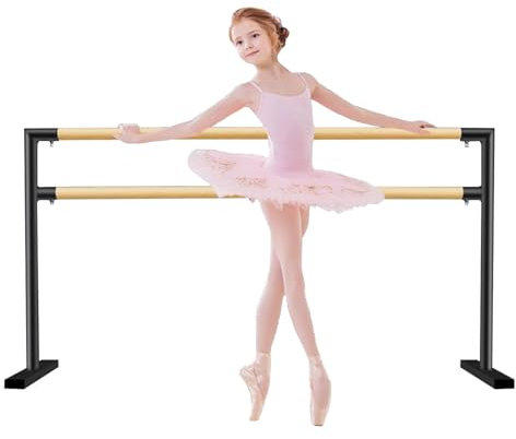 GLJTUO Ballettstange, Freistehende Doppel-Ballettstange Für Das Fitnessstudio Zu Hause, Tragbare Tanzstange Aus Holz, 100–2,5 M, Für Fitness-Stretching Und Pilates-Training Für,Black-1m/3.28ft