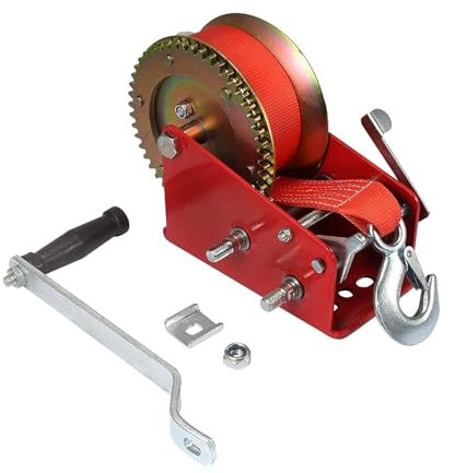 WDSOPK Cabrestante Manual para Barcos con Capacidad De 3500 LB, Resistente, para Remolque De Barco, con Correa De 10 M para Elevación De Motores, Ejes Y Engranajes.