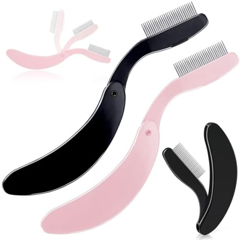 2 Pcs Éparateur de Cils Peigne à Sourcils, Peigne à Cils, Pliantes Cils Peignes, Séparateur de Cils Peigne à Cils en Acier Inoxydable, pour Modifier les Sourcils et les Cils, Outils de Maquillage