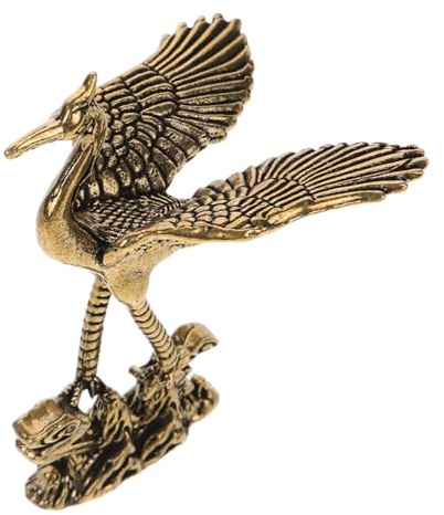 HAMPPLIES Kranichfigur Handgefertigte Chinesische Miniatur aus Messing als Künstlerische Tischdekoration und Teedekoration für Sammler und Wohnkultur