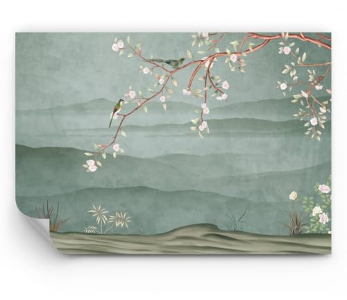 ARTTOR Fotomural 100x70 cm Papel Pintado Botánica Flores - 5495 - WF2 | Pasteles Pájaros Premium Sand Papel pintado de vinilo tejido no tejido Decoración de Pared Salón Moderno ARTTOR