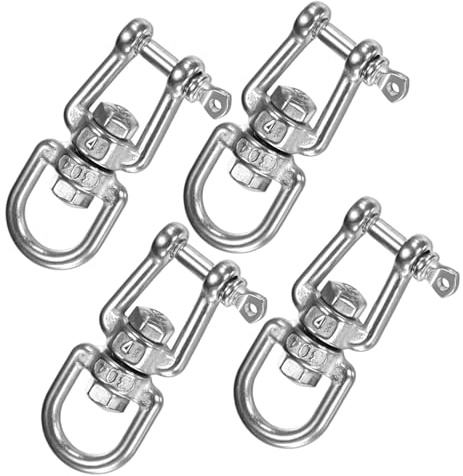 TIXIPEM Swivel Snap Shackles [4PCS] - 304 Stainless Steel Jaw and Eye Swivel Shackle Use for Sailing Rigging & Camping & Marine - [3.85MM/5/32IN-90 KG] Quick Release Snap Hook