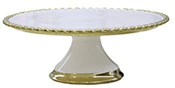 7LiuYueFei6 Cake Stand with Glass Dome Cover - Ceramic Home Kitchen Server for Fruit, Cheese, Bread, and Pastries - Food Tasting Plate