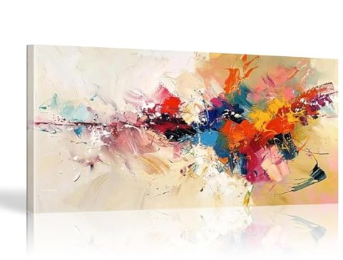Modern Wandbilder Bunt Abstrakt Bild auf Leinwand Groß XXL Wandbild Wohnzimmer Schlafzimmer Kunstdruck Wanddekoration Modern Abstrakt Kunst Leinwandbild (Mit Rahmen, 150x75 cm)