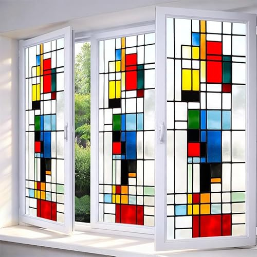 IVN Privacy Window Modern Abstract Geometric Glass Texture mesh, Suitable for Bathroom Entrance Kitchen Door Panel 17.7 x 39.3 inches