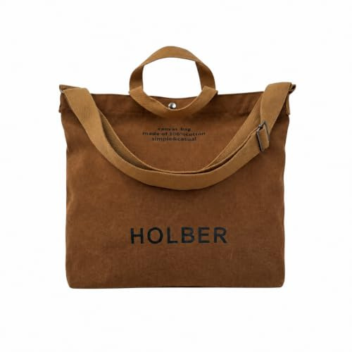 Holber Damen Canvas Handtasche – Umhängetasche mit Schultergurt & Griff – Große Alltagstasche für Büro, Freizeit & Reisen