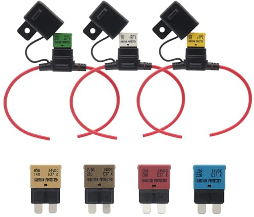 VIVIWI 10 soportes de fusibles con alambre para coches, camiones, barcos, 32 V, reutilizables, con tapas impermeables
