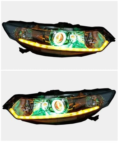 KWAYA Gruppo Fari Anteriori per Accord per Auto Europee Faro allo Xeno a LED DRL Luce di Marcia Diurna Indicatore di direzione con Lente del proiettore