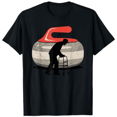 Hombre Viejo Silueta Piedra De Curling Camiseta