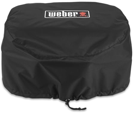 Weber Premium Grill Bonnet Abdeckhaube für Lumin Compact, atmungsaktiv UV- & wasserbeständig, Schutz for Wind & Wetter, mit Klettverschluss zum Befestigen - Schwarz (3400305)