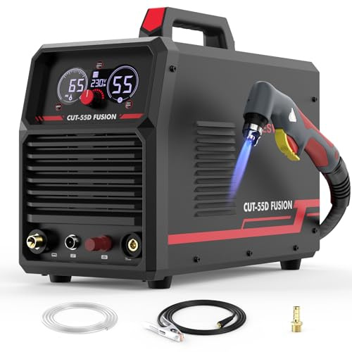 YESWELDER Plasmaschneider 55A, berührungsloser Pilotlichtbogen, ohne HF, 230V Plasmaschneidgerät, mit integriertem Luftkompressor