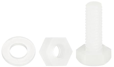 QUARKZMAN 300 Pcs/100 Ensembles Boulons Hexagonaux Nylon M4 x 12mm Blanc | Vis À Tête Hexagonale Plastique Filetées Entièrement Avec Écrous Et Rondelles Plates Pour Accessoires