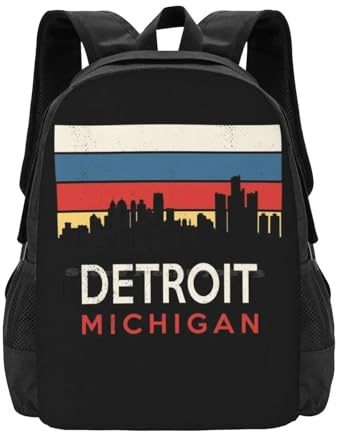 Detroit Retro Vintage Souvenir Touristensouvenir Großer Schulrucksack Laptop-Taschen Detroit Retro Vintage Nostalgia 313 Festivalgeschenk