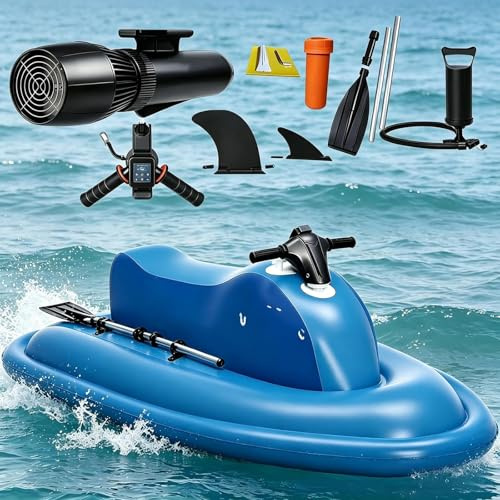 moupeaktain Elektrisches Schlauchboot mit Motor, 500/700W Unterwasser-Scooter, 3–9 km/h, 40–130 Min Laufzeit, 2-Personen Jet-Ski für Erwachsene, ideal zum Schnorcheln, Angeln & Strandspaß 16A