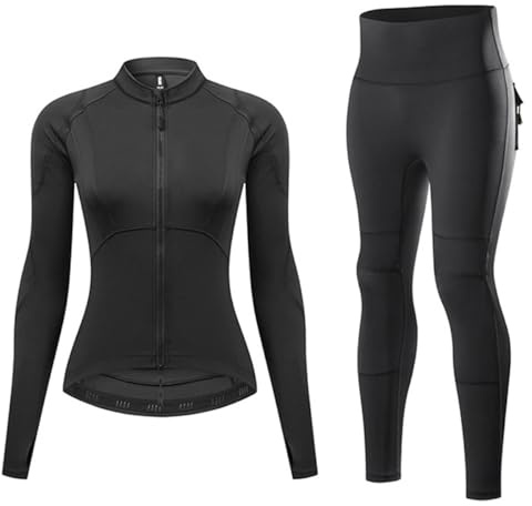 FRSGFCV Motorrad-Set für Damen (Jacke und Hose) mit herausnehmbaren CE-Protektoren, reflektierende Schutzjacke, atmungsaktive und Dehnbare Motorradbekleidung für Damen(Size:L,Color:Schwarz)