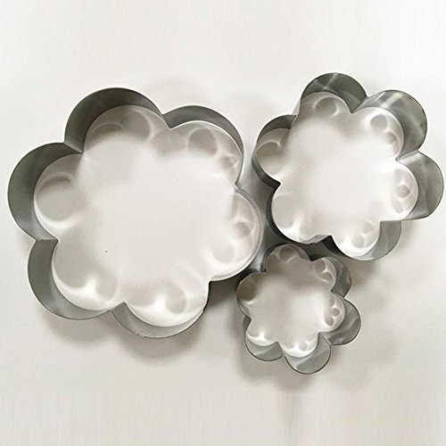 TAMUME Acciaio Inossidabile Anelli per Torte per Muffa di Torta Mousse Ring Mold Ideale per Set di Muffa Torta di Matrimonio e Stampo di Dessert - Set di 3 (Fiore)