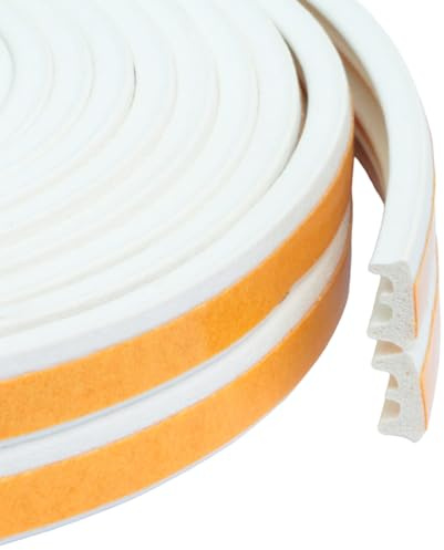 FENSTERDICHTUNG selbstklebend - Dichtband Türdichtung Gummidichtung Fensterdichtband Tür Fenster (50 m, E - Profil, Weiss)